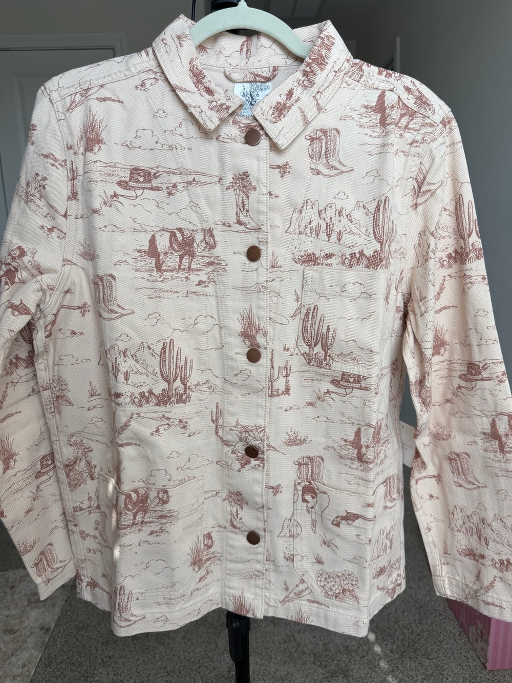 Altar'd State Beige Scenic-Print Button Jacket - Picture 3 of 10
